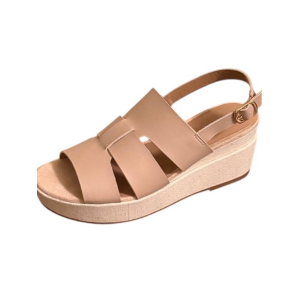 Aqua College Beige Slingback Wedge Sandals -‎ Size 7